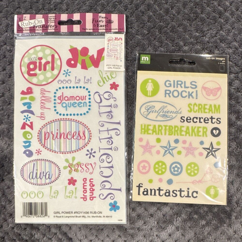Making Memories Girls Rub-On Transfers Scrapbooking Lot Multicolor